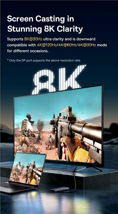 Baseus 13 in 1 Hub PortalJoy Series DP-8K-60Hz 4K-120Hz 10Gbps PD-100W