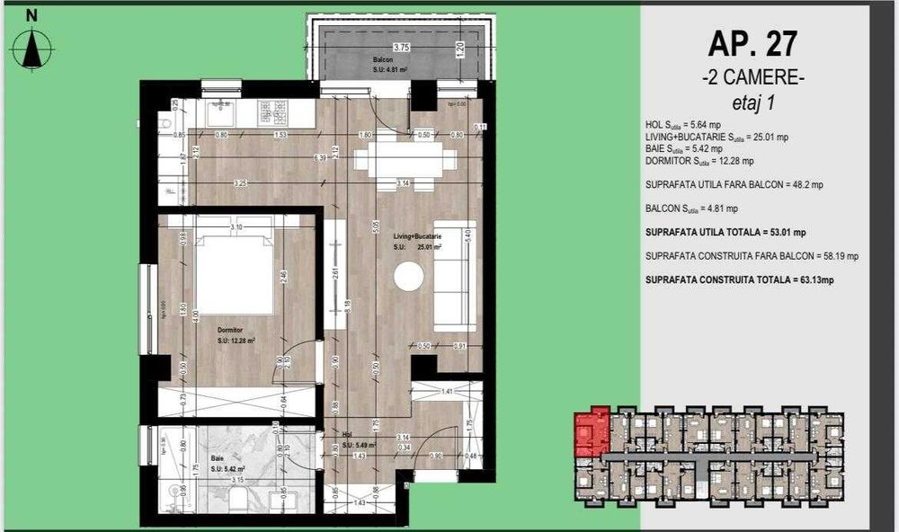 Apartament 2 camere si Bucatarie separata.Otopeni!Direct Dezvolatator!