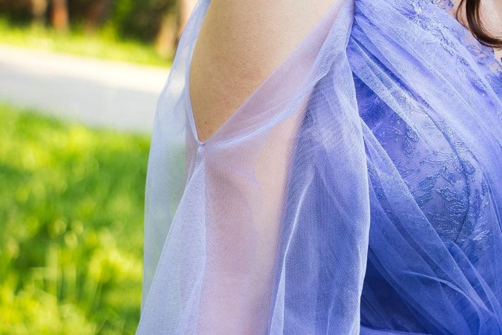 Лилава официална бална рокля