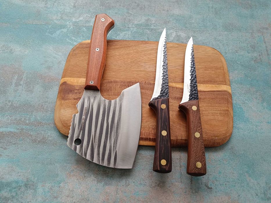 Set Premium 3 Piese: Satâr Oase Măcelărie 1kg și 2 Cuțite Forjate