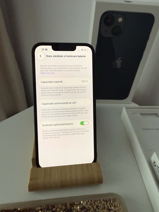 iPhone 13 Alb/Negru, 128Gb, Bat 100% Originala