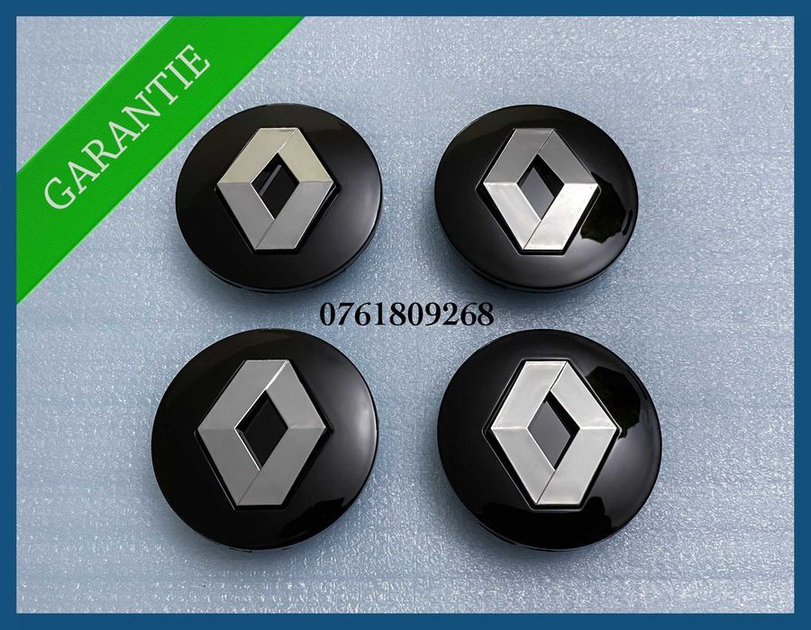 Set 4 capace negru 57mm jante aliaj Renault