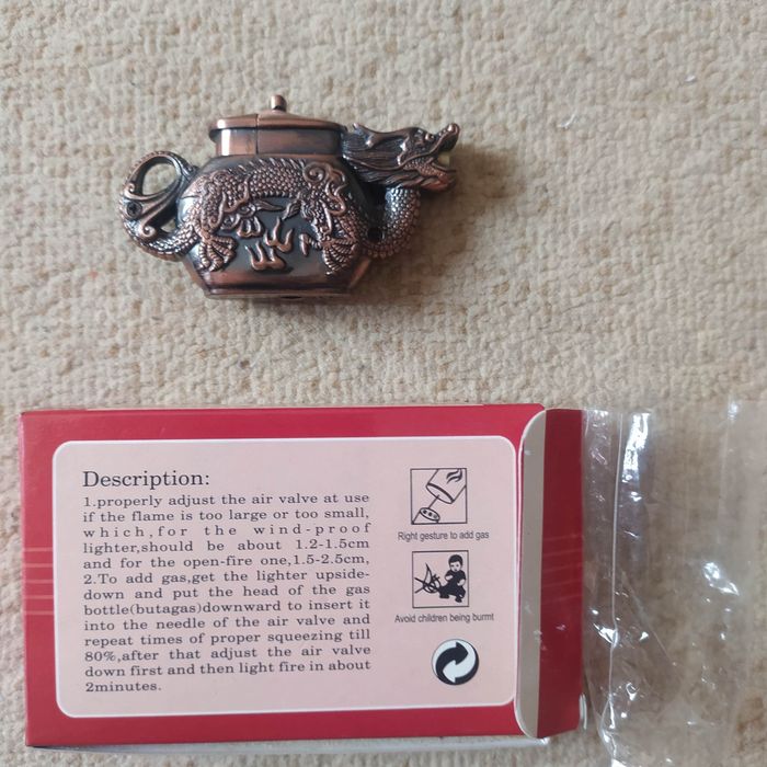 зажигалка газовая, турбо, Дракон. Материал - металл.