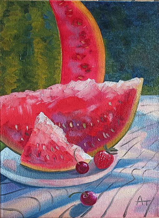 Картина маслом на холсте. Арбуз