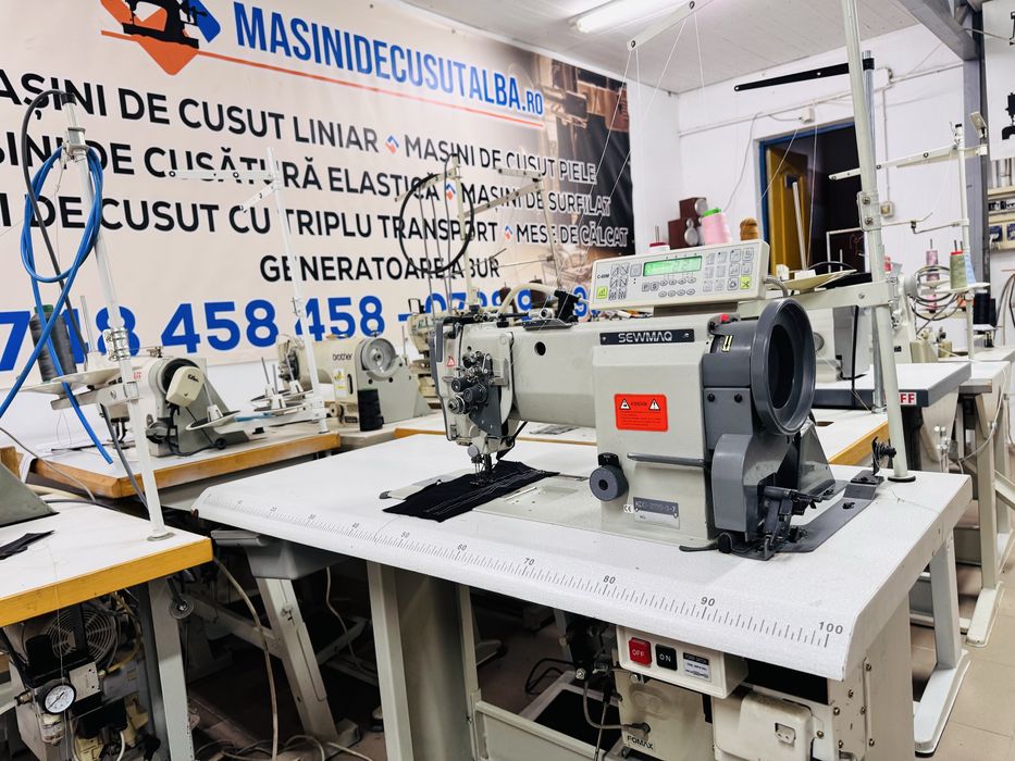 Masina de cusut 2 ace Dublu transport Sewmaq automata taiere ata