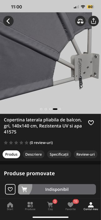 Copertina pliabila pentru balcon