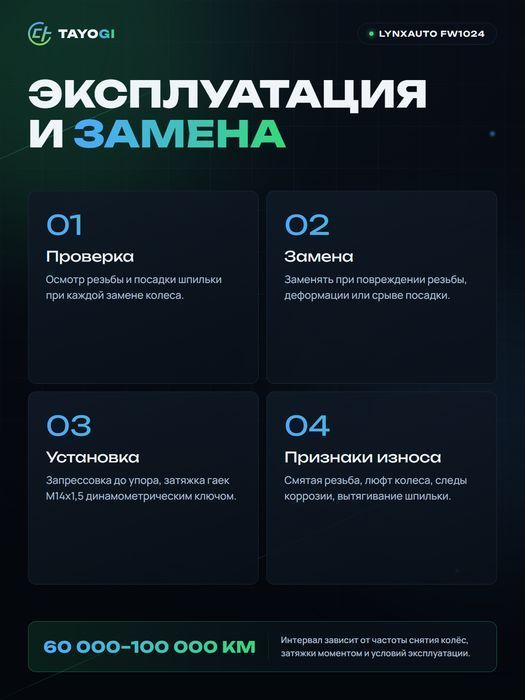 Шпилька ступицы колеса LYNXAUTO FW1024