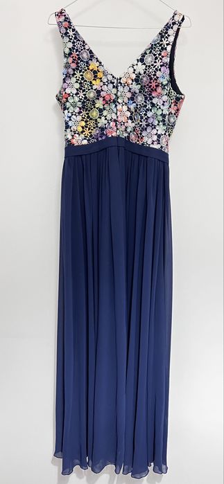 Rochie lunga, eleganta Ana Radu, La Donna: neagra, fucsia, multicolora