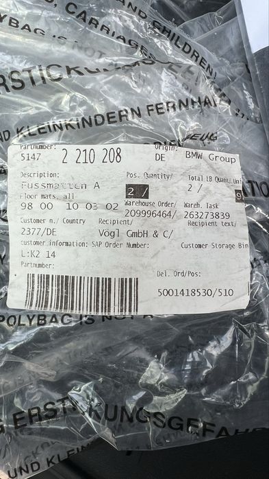 Set Covorase Presuri BMW Original
