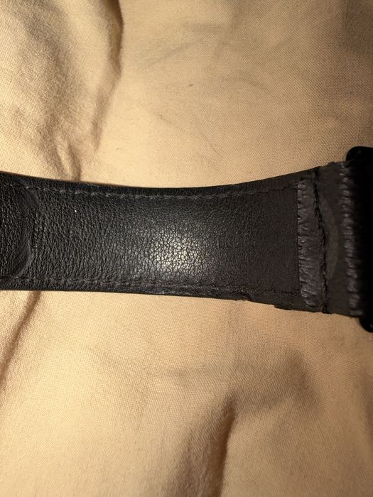 Louis Vuitton LV Initials bracelet, black leather with silver-tone hardware.