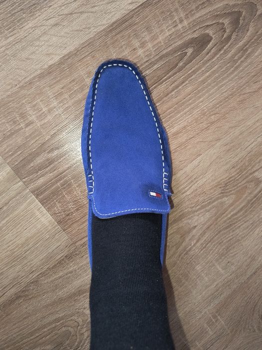 Pantofi mocasini din piele întoarsă, naturala