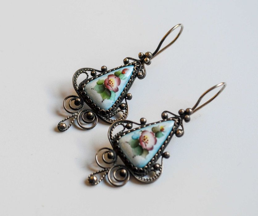 Стари Съветски порцеланови обеци от мелхиор