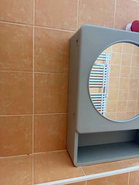 Dulap baie cu oglindă, verde, 44x15x59 cm