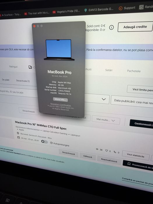 Macbook Pro 16” M4 Max CTO Full Spec