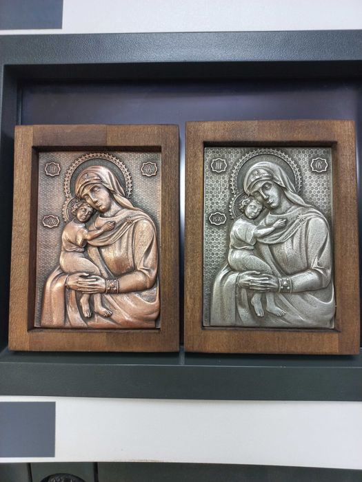 Посребрени икони на Богородица,Св.Николай,Св.Георги и Архангел Михаил.