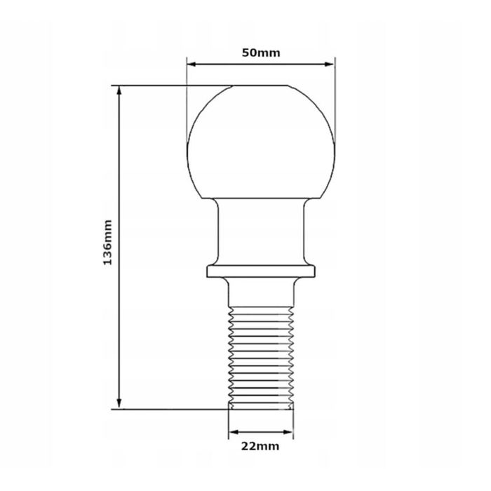 Carlig, bila cuplare remorca, sarcina maxima 3.5 tone, 50 x 22 x 54