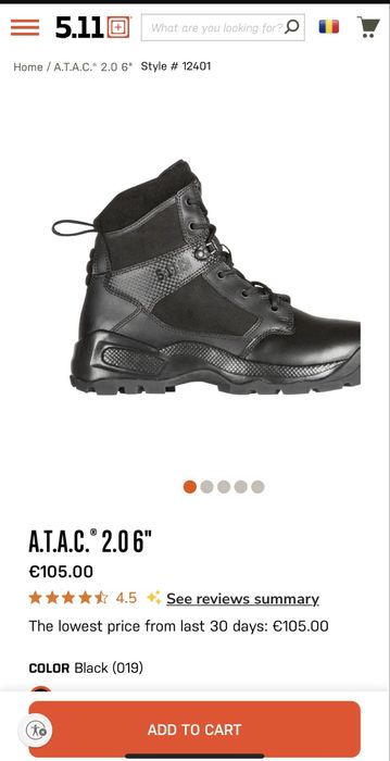 Ghete tactice SUA, produs 5.11, din piele, marimea 41, la cutie - NOI