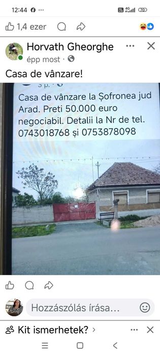 Casa de vânzare la Șofronea judetul Arad
