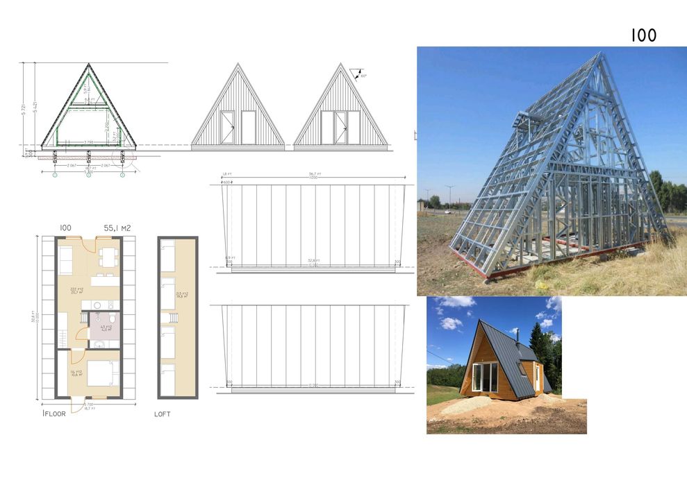 Сглобяеми Преместваеми Вили Жилищни Вила А образна -100м2 Кредит