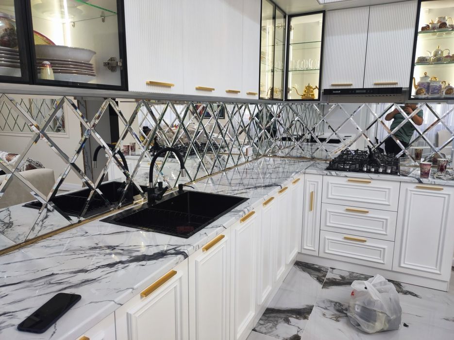 Ромбик Зеркила Ойна кесиш хзмати.Rombik o'rnatish xizmati витрина polk