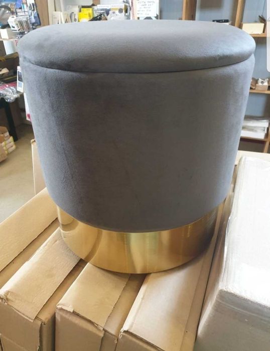 Scaun puf din catifea gri