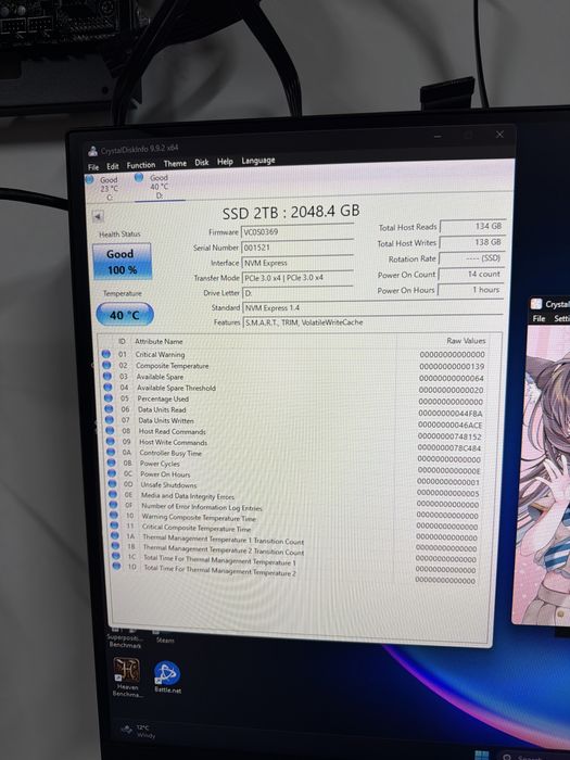 Ssd m2  2Tb.Memorie reala,viteza scazuta