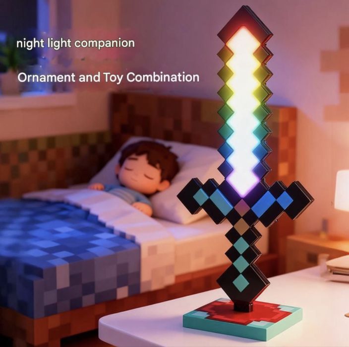 Лампа-меч Майнкрафт 40см с USB кабел, Minecraft Диамантен Меч Sword
