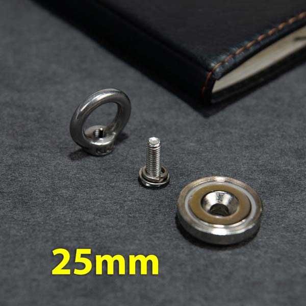 25mm 25кг Магнит за магнитен риболов, с кука (халка) Magnet fishing