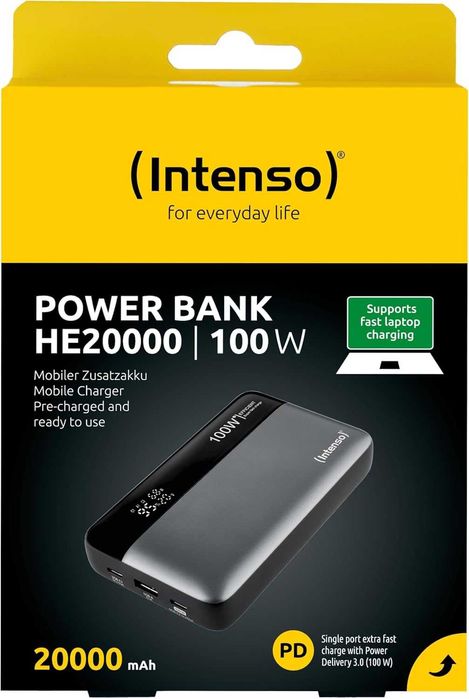 Външна Батерия Intenso Powerbank HE20000, 100 W, 20,000 mAh