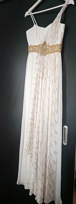 Rochie alba voal ocazie stil roman