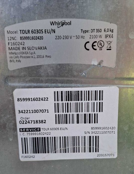 Placă bază masina spălat rufe Whirpool 6 sense, perfect funcțională