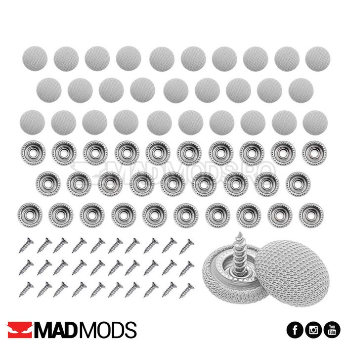 Set reparatie plafon auto dezlipit 30 capse suruburi Gri, Crem, Negru