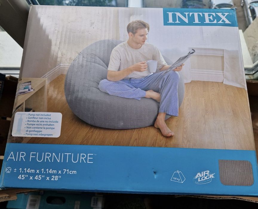 Надуваем фотьойл Intex Beanless Bag Chair