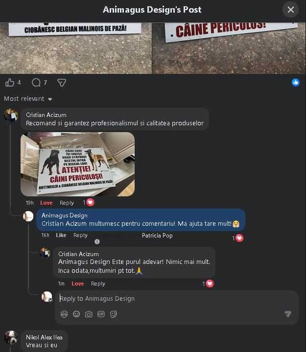 Placa Avertizare Caine Rau Periculos Dog Argentinian