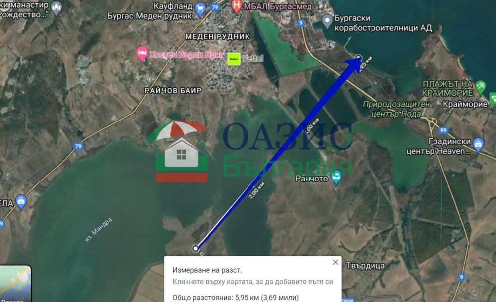 Парцел в УПИ на ез. Мандра, в с. Димчево, обл. Бургас, България, 9572 кв. м,