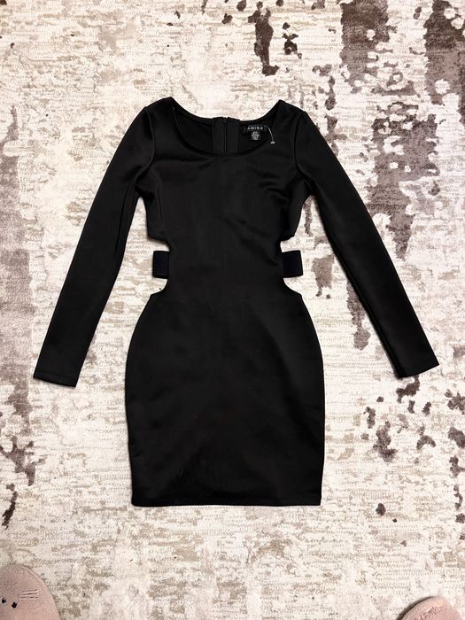 Rochie neagra AMISU xs cu maneca lunga body fit