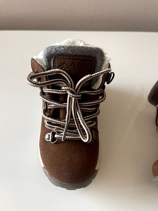 Детски зимни боти от набук цвят карамел - размер 23
