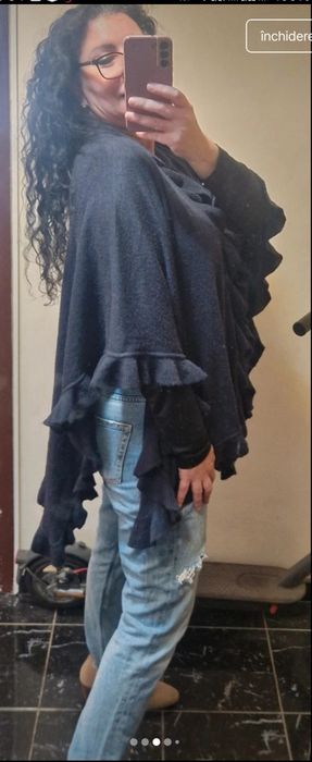 Poncho, negru- bleumarin, mărime universala