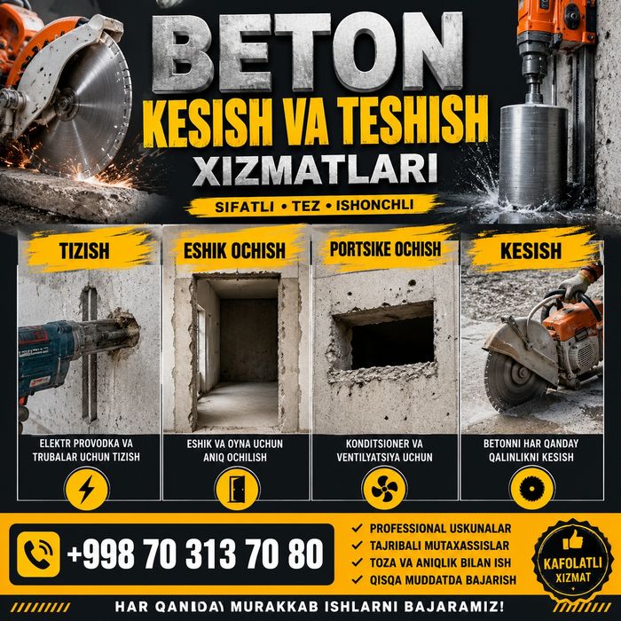 Bet on kesish eshik deraza fortichka ochish xizmatlari