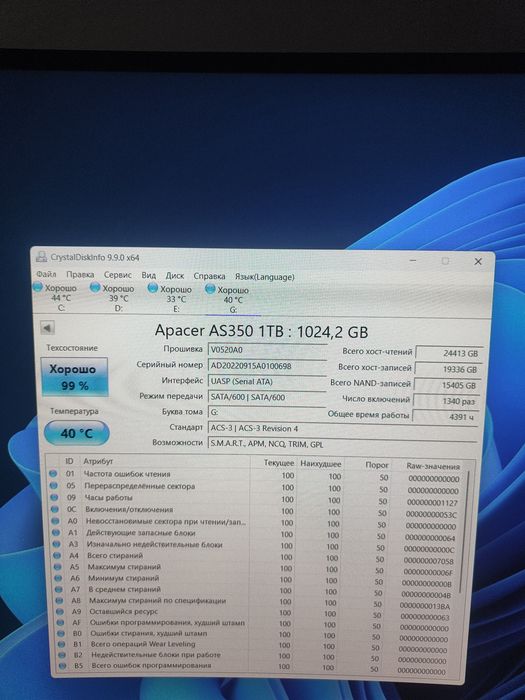 SSD диск Apacer AS350X 1 TB 2.5" SATA III