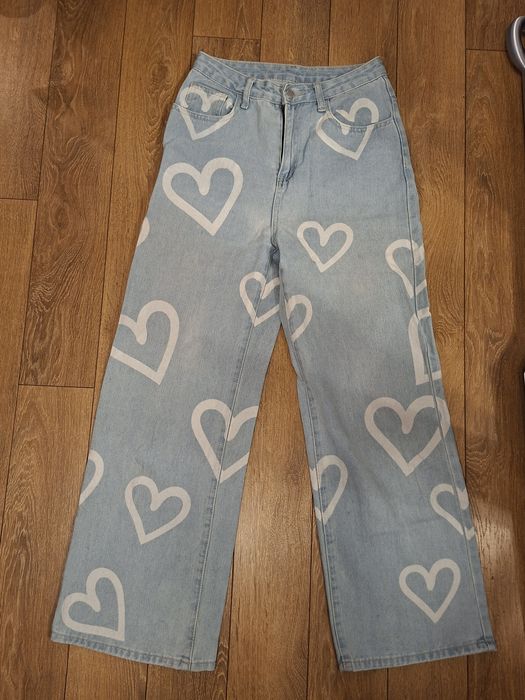 Широки дънки, светло сини