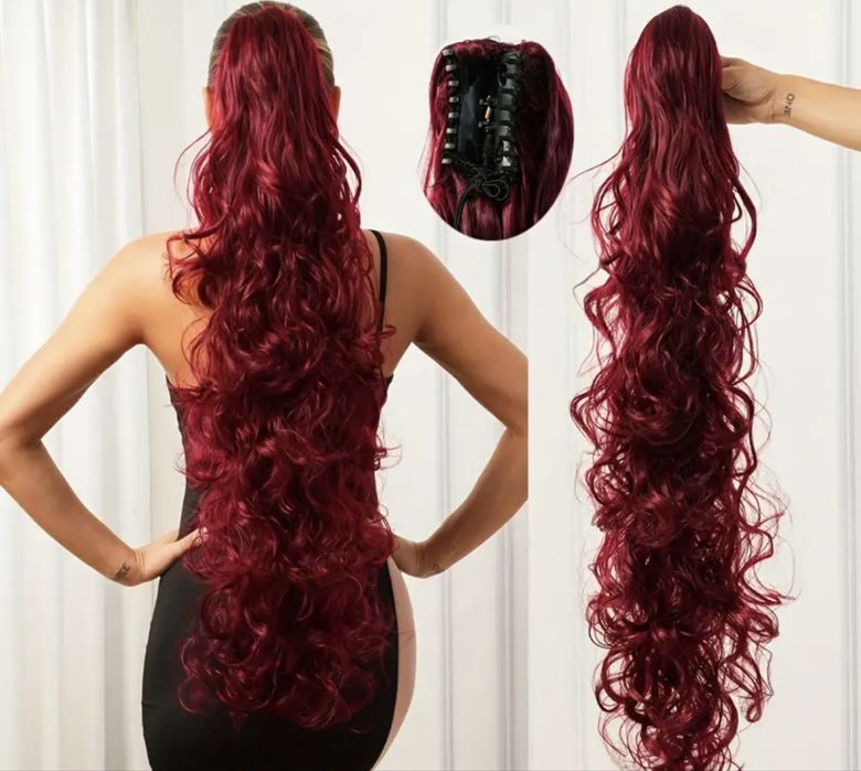 Удължение екстеншън за опашка от синтетична коса със захват шнола