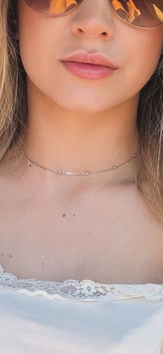 Lantisor aur alb 14k cu sfere