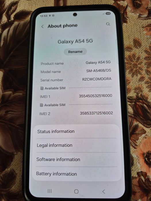 Vand tel samsung galaxi A 54.