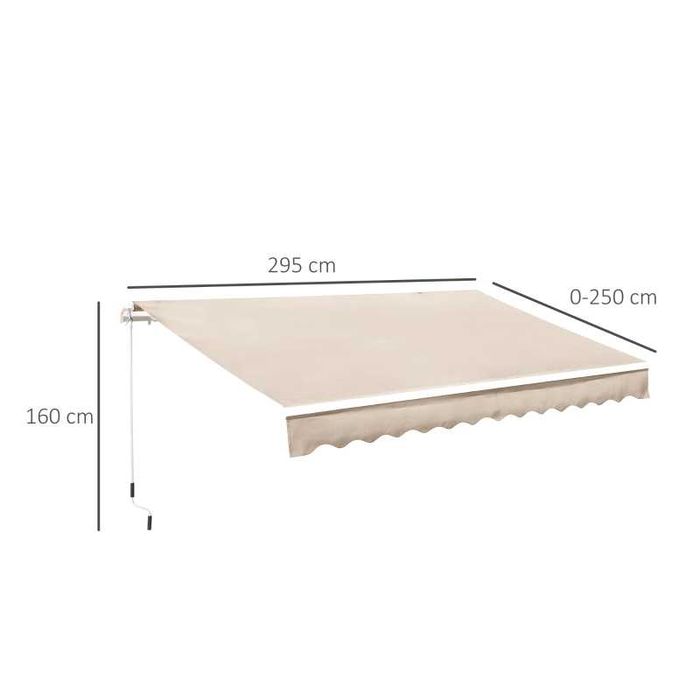Ръчно прибираща се тента Outsunny, 3x2,5 м