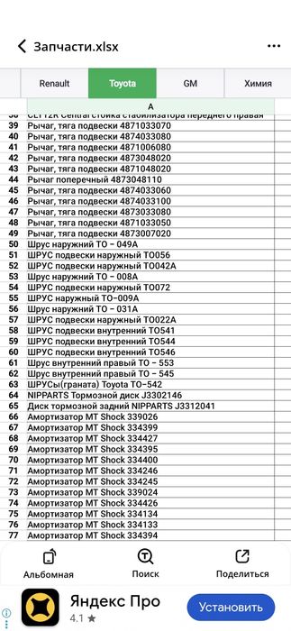 Запчасти Toyota ОПТОМ