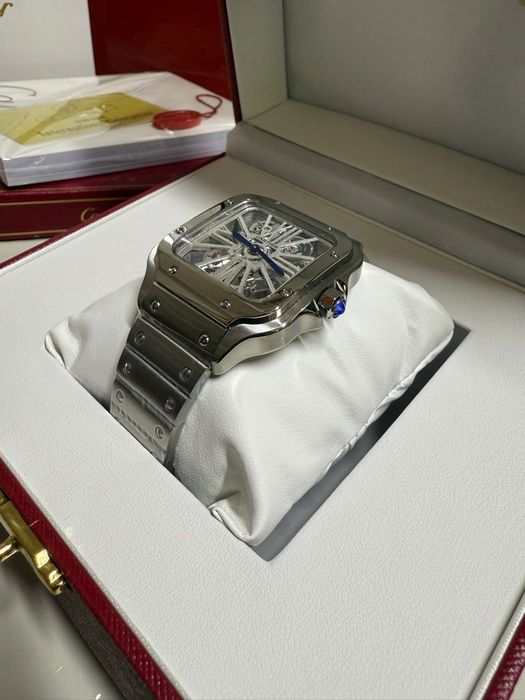 Cartier Santos silver skeleton