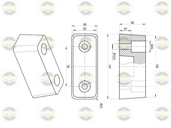 Отбойник (буфер) Торцевой резиновый