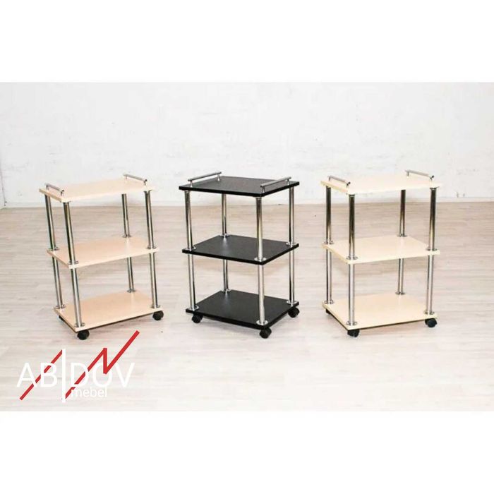 Стеллаж тумбочка тележка помощница на роликах,колёсиках  для салона.