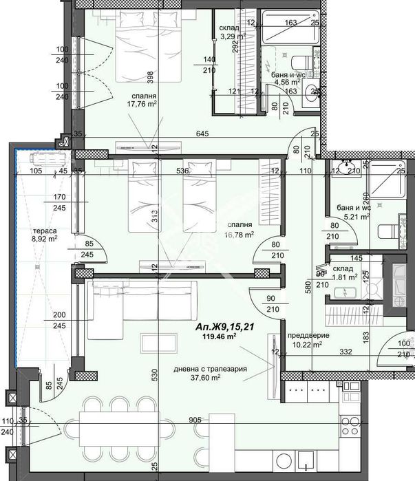 Тристаен апартамент в кв.Тракия 435-15588